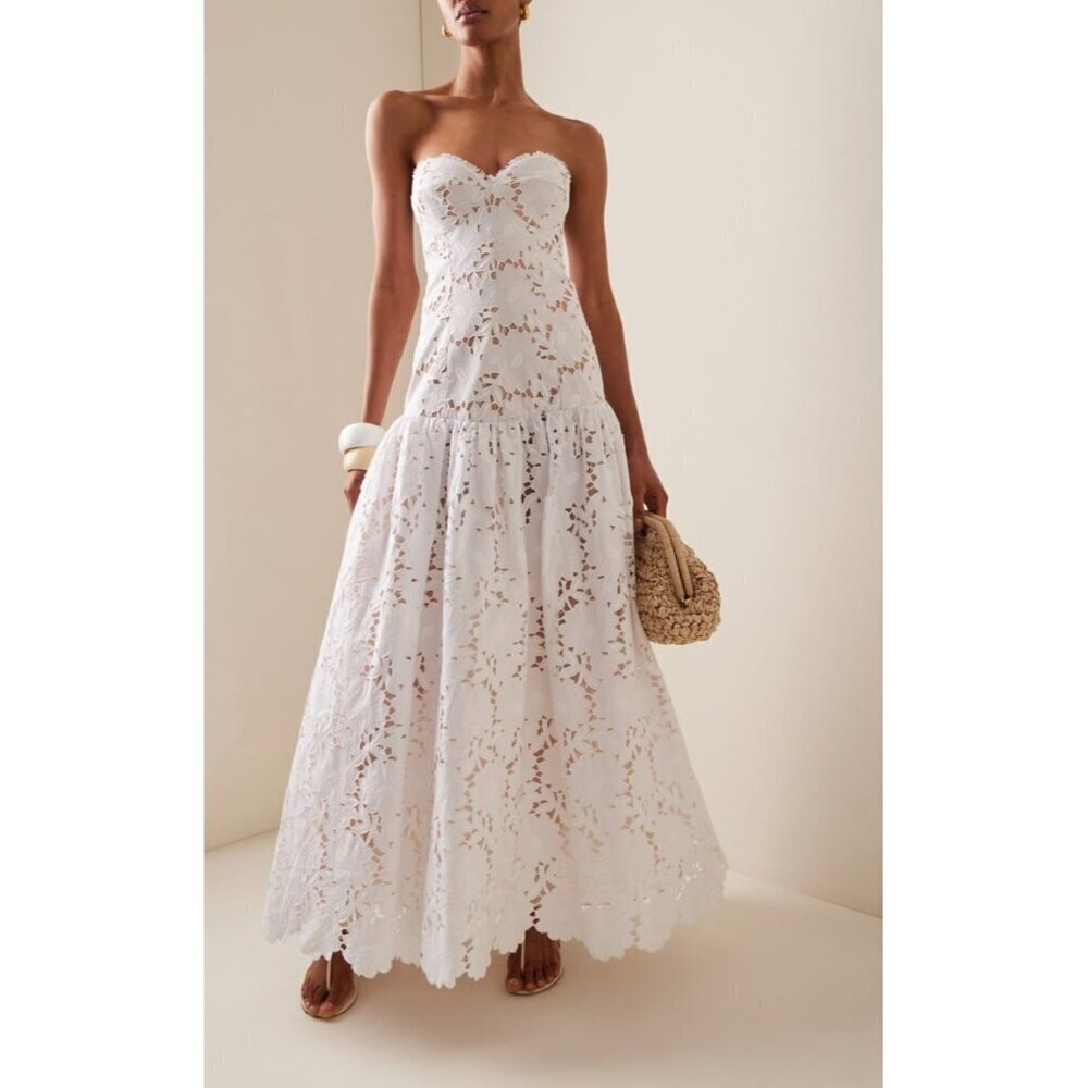 Silvia Tcherassi White Margie Strapless Lace Dress Size XS / Size 2